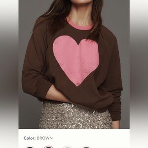 NWT new Anthropologie letluv heart lightweight sweatshirt XS brown pink